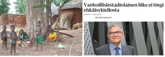 Vasemmalla: Lapsia kotipiahlla, Togossa. Oikealla: SRK:n puheenjohtaja Viljo Juntunen haastattelussa Helsingin Sanomissa 7.9.2014.